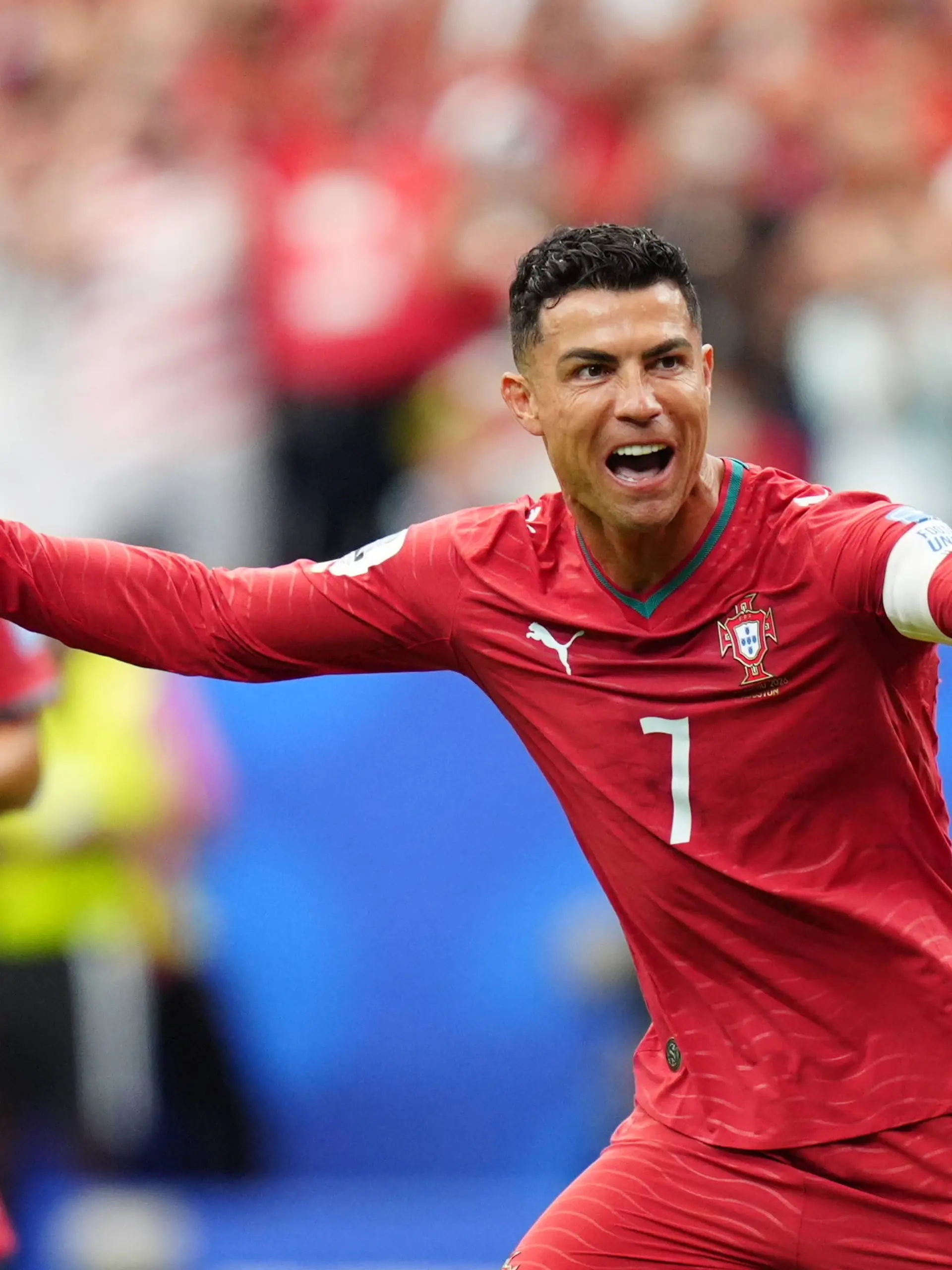 Portugal v Uzbekistan - FIFA World Cup, WM, Weltmeisterschaft, Fussball 2026 - Group K HOUSTON, USA - JUNE 23: Cristiano Ronaldo of Portugal celebrates after Nuno Mendes goal during the 2026 FIFA World Cup First Stage Group K match between Portugal and Uzbekistan at NRG Stadium Houston Stadium in Houston, Texas, United States on June 23, 2026. Hakan Akgun / Anadolu Texas United States. Editorial use only. Please get in touch for any other usage. PUBLICATIONxNOTxINxTURxUSAxCANxUKxJPNxITAxFRAxAUSxESPxBELxKORxRSAxHKGxNZL Copyright: x2026xAnadoluxHakanxAkgunx