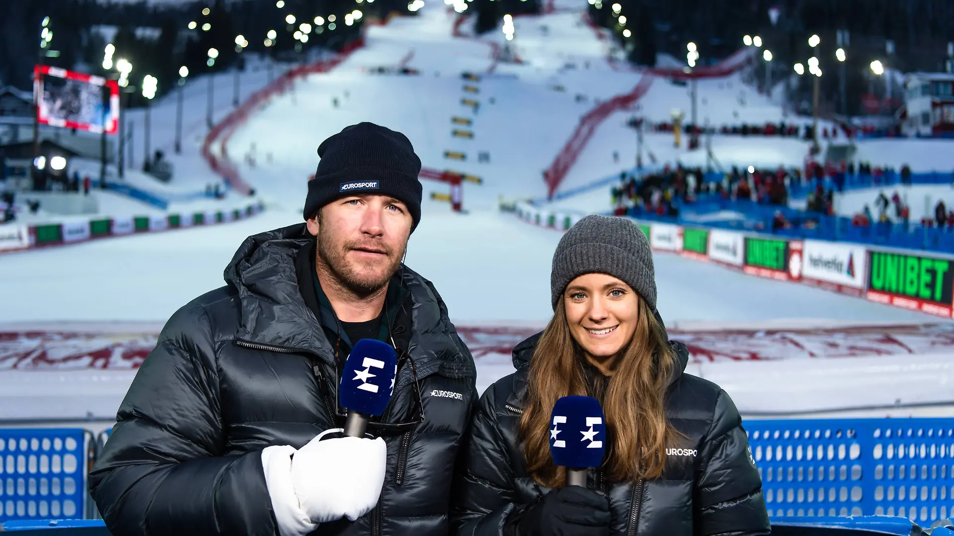 190208 Bode Miller and Isabel Boltenstern in the Eurosport studio ahead of the women s alpine combination during the FIS Alpine World Ski Championships on February 8, 2019 in üre. Photo: Joel Marklund / BILDBYRüN / kod JM / 87851 *** 190208 Bode Miller and Isabel Boltenstern in the Eurosport studio ahead of the women s alpine combination during the FIS Alpine World Ski Championships on February 8 2019 in \u0081re Photo Joel Marklund BILDBYR\u0081N kod JM 87851, PUBLICATIONxNOTxINxDENxNORxSWExFINxAUT Copyright: JOELxMARKLUND BB190208JM117