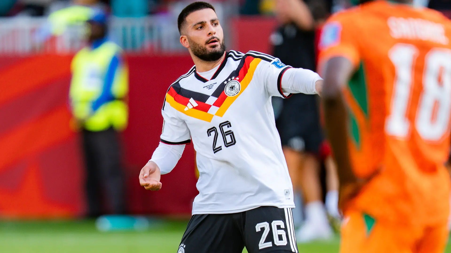 FIFA Fussball Weltmeisterschaft 2026, Gruppe E, Spiel 2, Deutschland vs Elfenbeink?ste, 20.06.2026 im Toronto Stadium, Toronto Tor [goal] zum 1:1 durch Deniz Undav (Deutschland) Felix Nmecha (Deutschland) Joshua Kimmich (Deutschland) Kai Havertz (Deutschland)