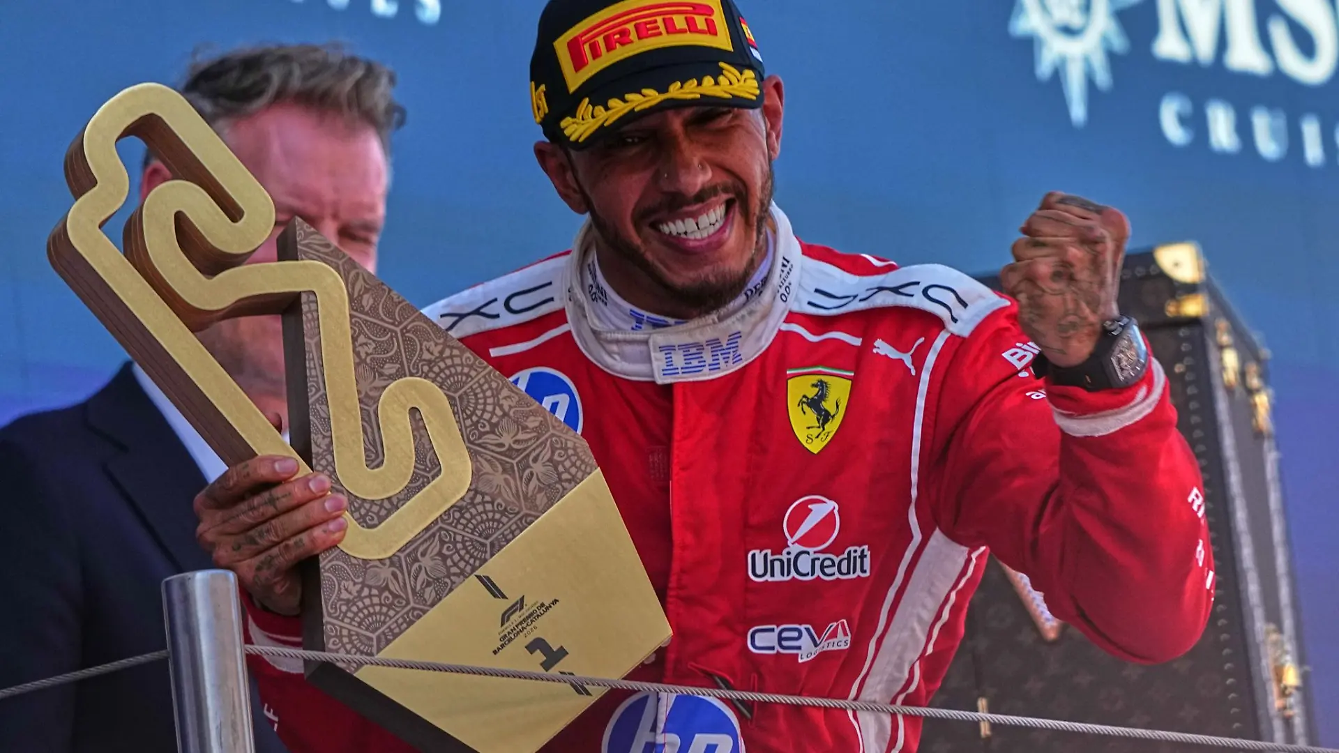 Die Erlösung: Lewis Hamilton gewann in Barcelona erstmals für die Italiener. (Archivbild)