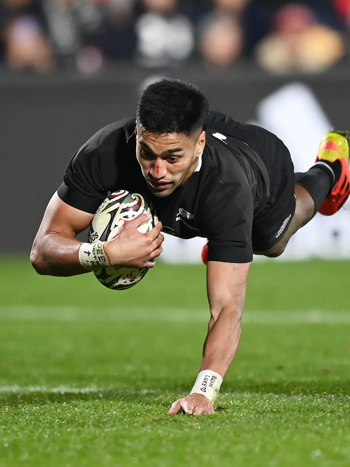  3rd July 2021, Auckland, New Zealand Rieko Ioane scores a try. New Zealand All Blacks versus Tonga, Steinlager Series, international rugby union test match. Mt Smart Stadium, Auckland. New Zealand. PUBLICATIONxNOTxINxUK ActionPlus12302122 AndrewxCornaga