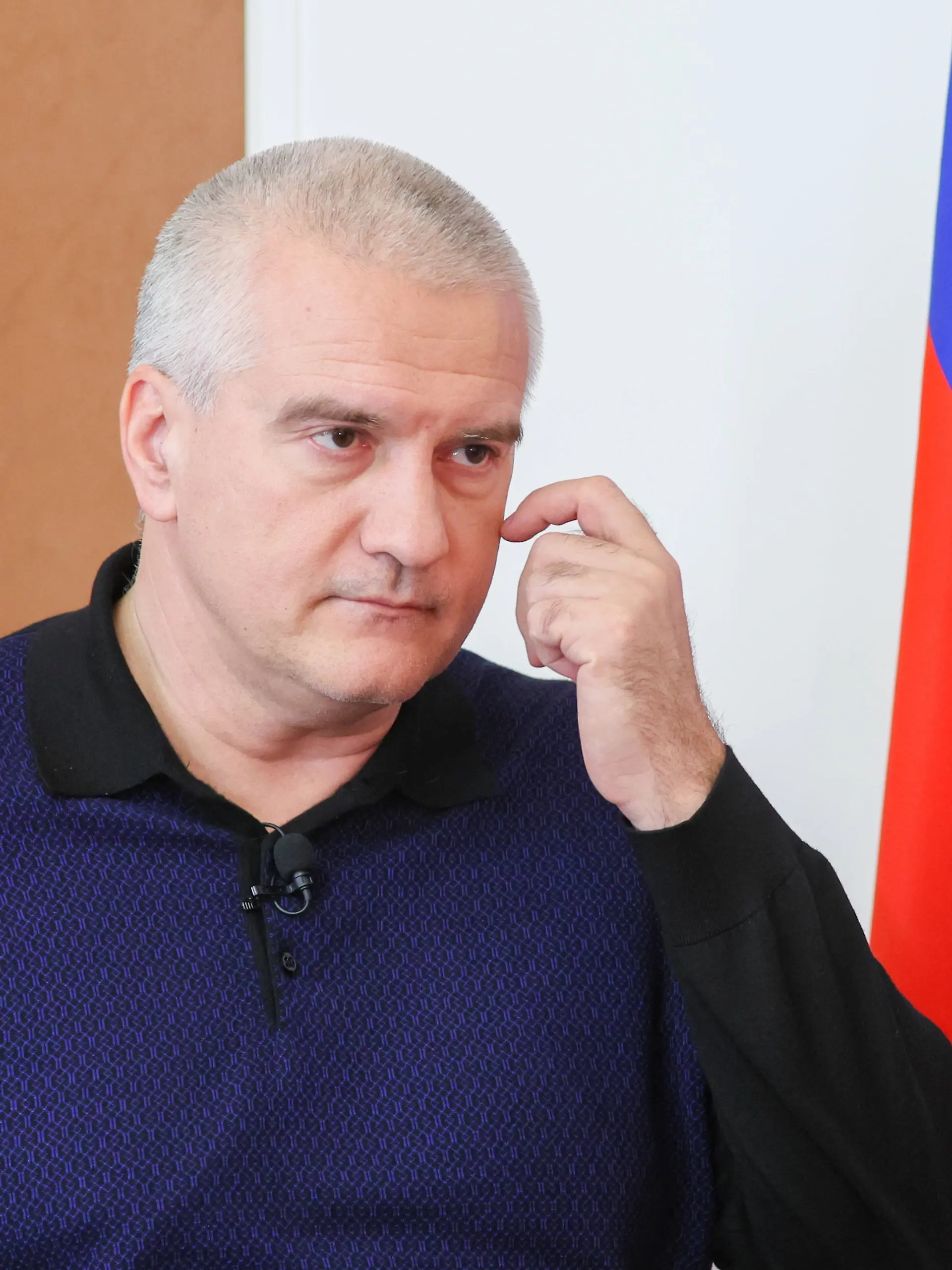 RUSSIA, SIMFEROPOL - FEBRUARY 1, 2024: Crimea s head Sergei Aksyonov is seen during an interview with the TASS news agency. Sergei Malgavko/TASS PUBLICATIONxINxGERxAUTxONLY 67898180
