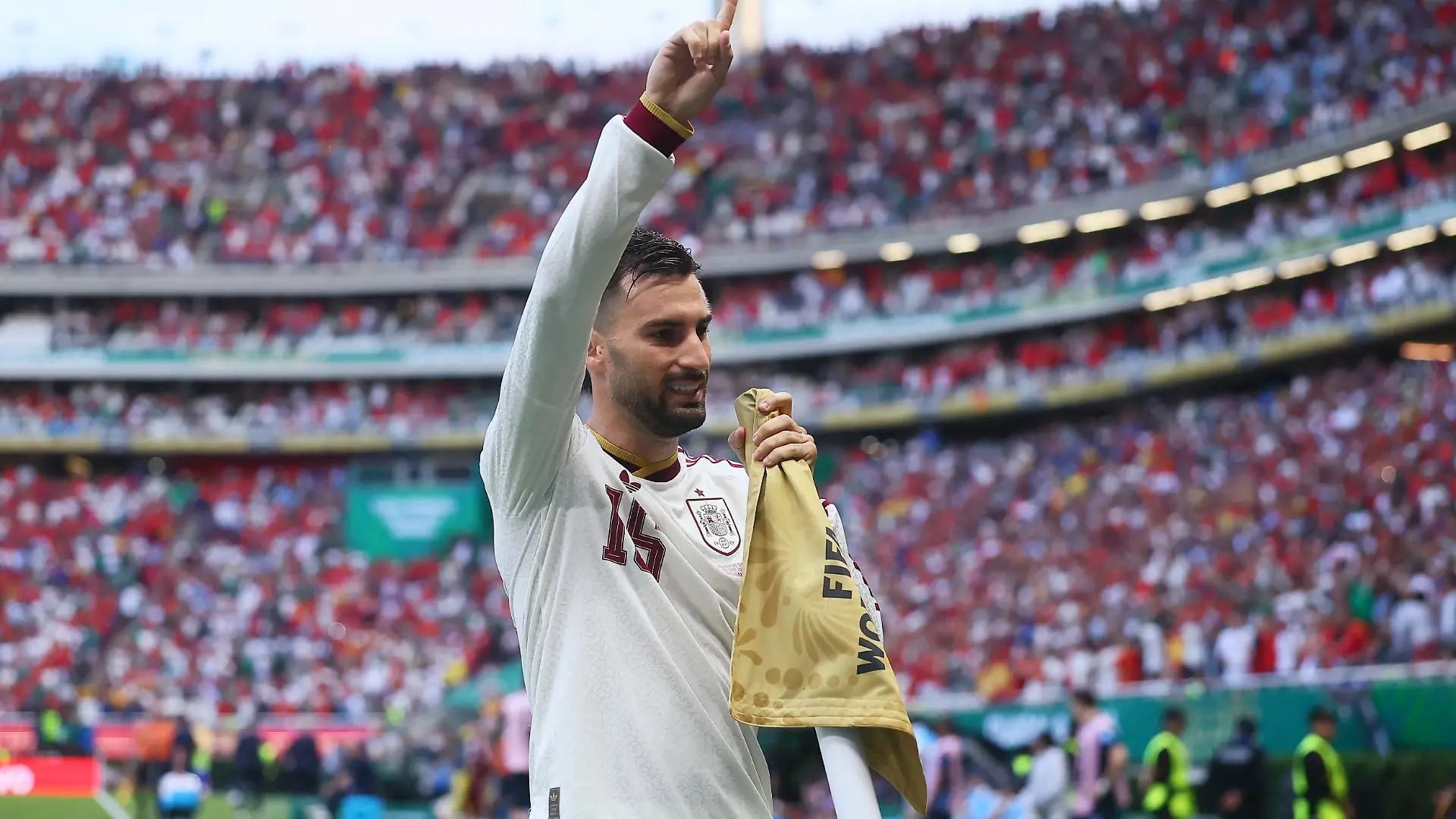 Soccer Football - FIFA World Cup 2026 - Group H - Uruguay v Spain - Estadio Guadalajara, Guadalajara, Mexico - June 26, 2026 Spain's Alex Baena celebrates scoring their first goal REUTERS/Eloisa Sanchez