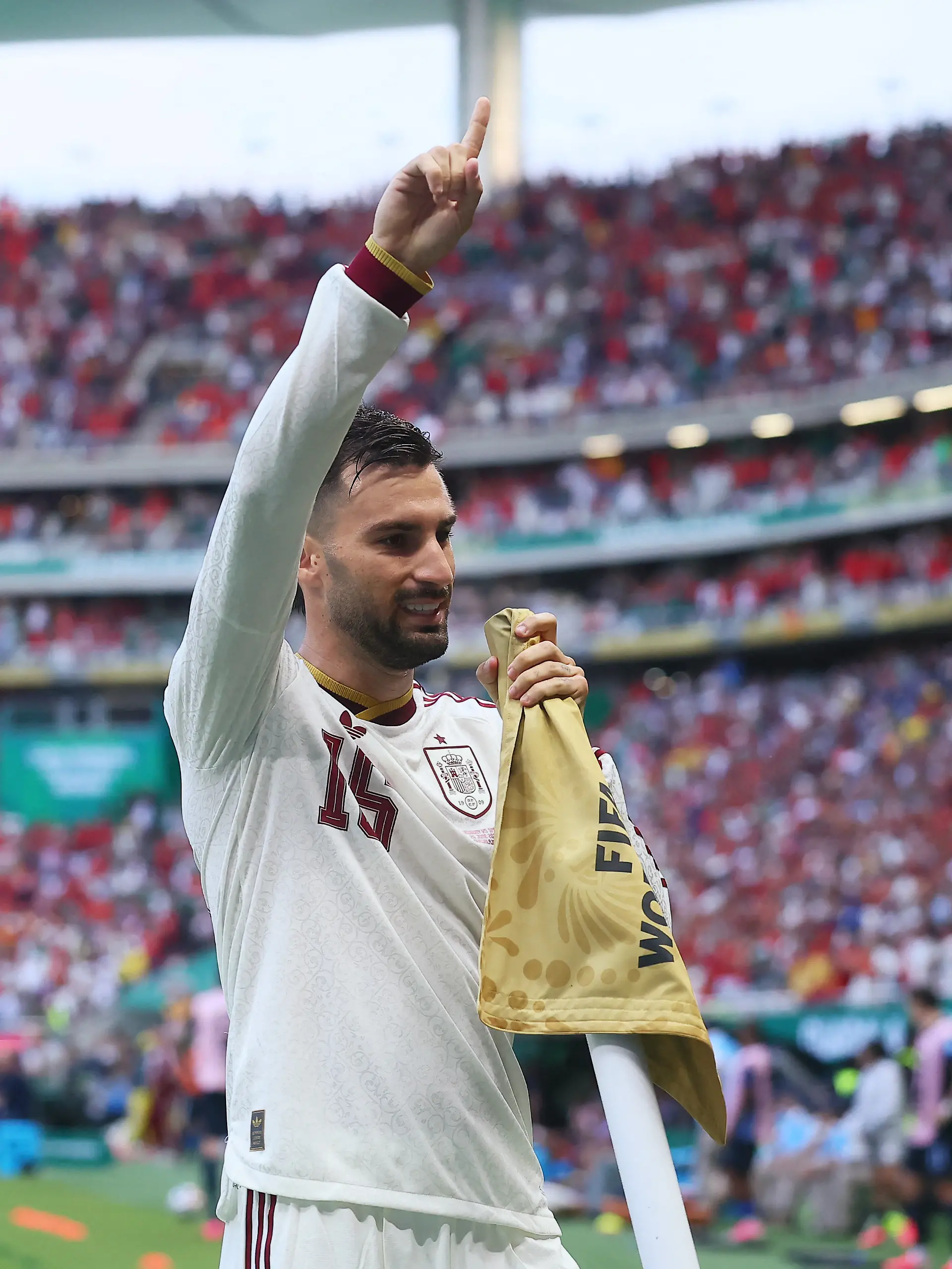 Soccer Football - FIFA World Cup 2026 - Group H - Uruguay v Spain - Estadio Guadalajara, Guadalajara, Mexico - June 26, 2026 Spain's Alex Baena celebrates scoring their first goal REUTERS/Eloisa Sanchez