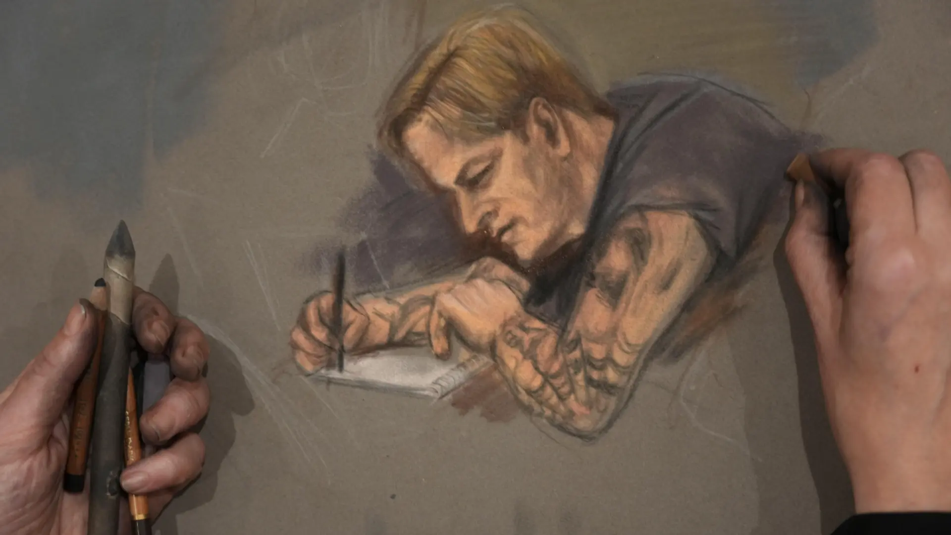 Oslo 20260304. The trial against Marius Borg Hoiby, which is ongoing in room 250 of the Oslo District Court. Drawing of Marius Borg Hoiby (29) is charged with a total of 38 incidents, including four rapes in bed, assault, violence, threats, damage, storage and delivery of marijuana, violation of a restraining order and violation of the Road Traffic Act. He partially pleads guilty to the one victim, the "Frogner woman", and the charge of threats. He also pleads guilty to violations of the Road Traffic Act, the restraining order and the drug charge. He denies the rest of the charges. There are a total of seven victims. Photo: Ane Hem / NTB