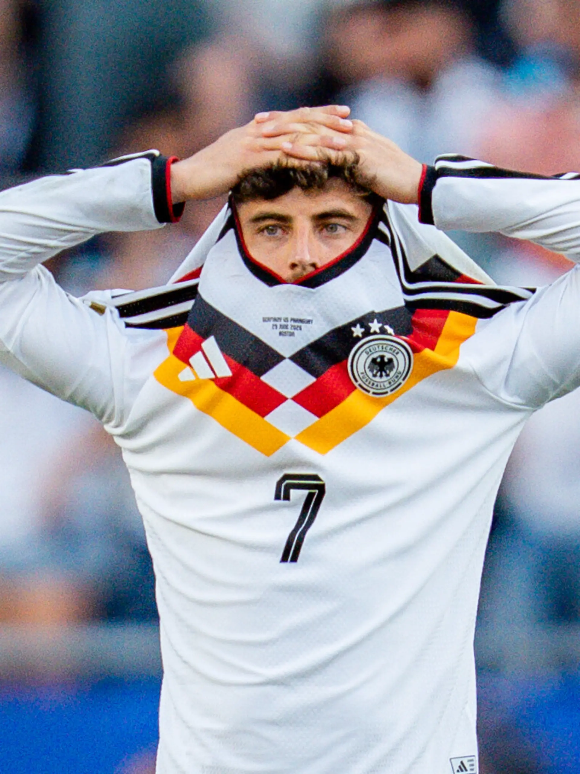 FIFA Fussball Weltmeisterschaft 2026, Sechszehntelfinale, Deutschland vs. Paraguay, 29.06.2026, Boston Stadium Nick Woltemade (Deutschland) Kai Havertz (Deutschland) unzufrieden unglücklich traurig enttäuscht