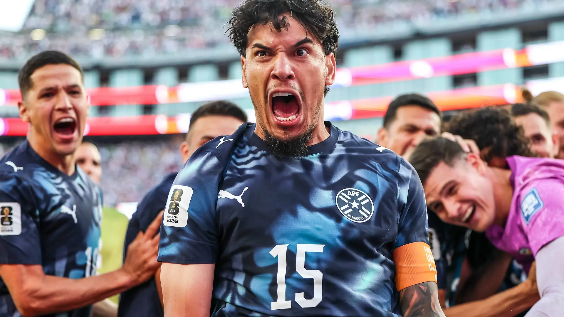 RECORD DATE NOT STATED  FIFA World Cup, WM, Weltmeisterschaft, Fussball 2026 - Round of 32 - Germany v Paraguay Gustavo Gomez player of Paraguay celebrates Paraguay s 4 3 penalty shootout victory over Germany, securing the team s place in the Round of 16 during the FIFA World Cup 2026 Round of 32 match at Boston Stadium, in Foxborough, United States, on Monday, June 29, 2026.Foto: William Volcov/Brazil Photo Press/IMAGO Sports Foxborough MA United States of America Copyright: xWILLIAMxVOLCOVx