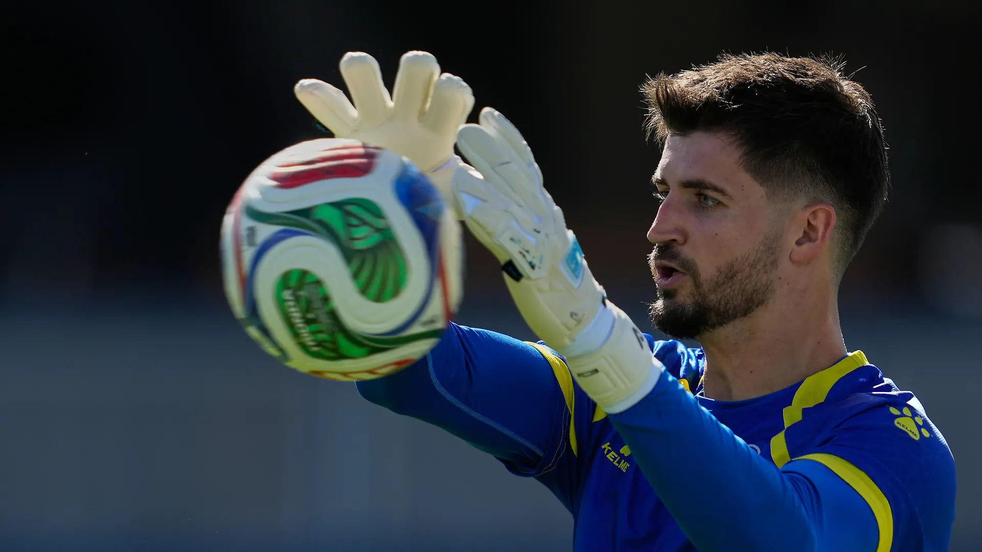 Nikola Vasilj fängt einen Ball.