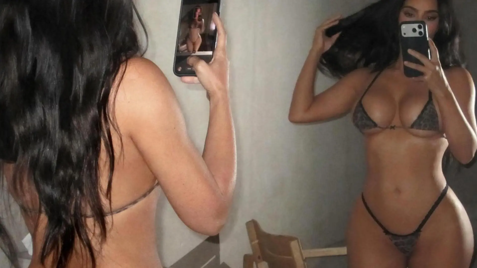 Maxi-Kurven in Mini-Dessous! Kim Kardashian knipst sexy Spiegel-Selfies Fast nackt im Badezimmer