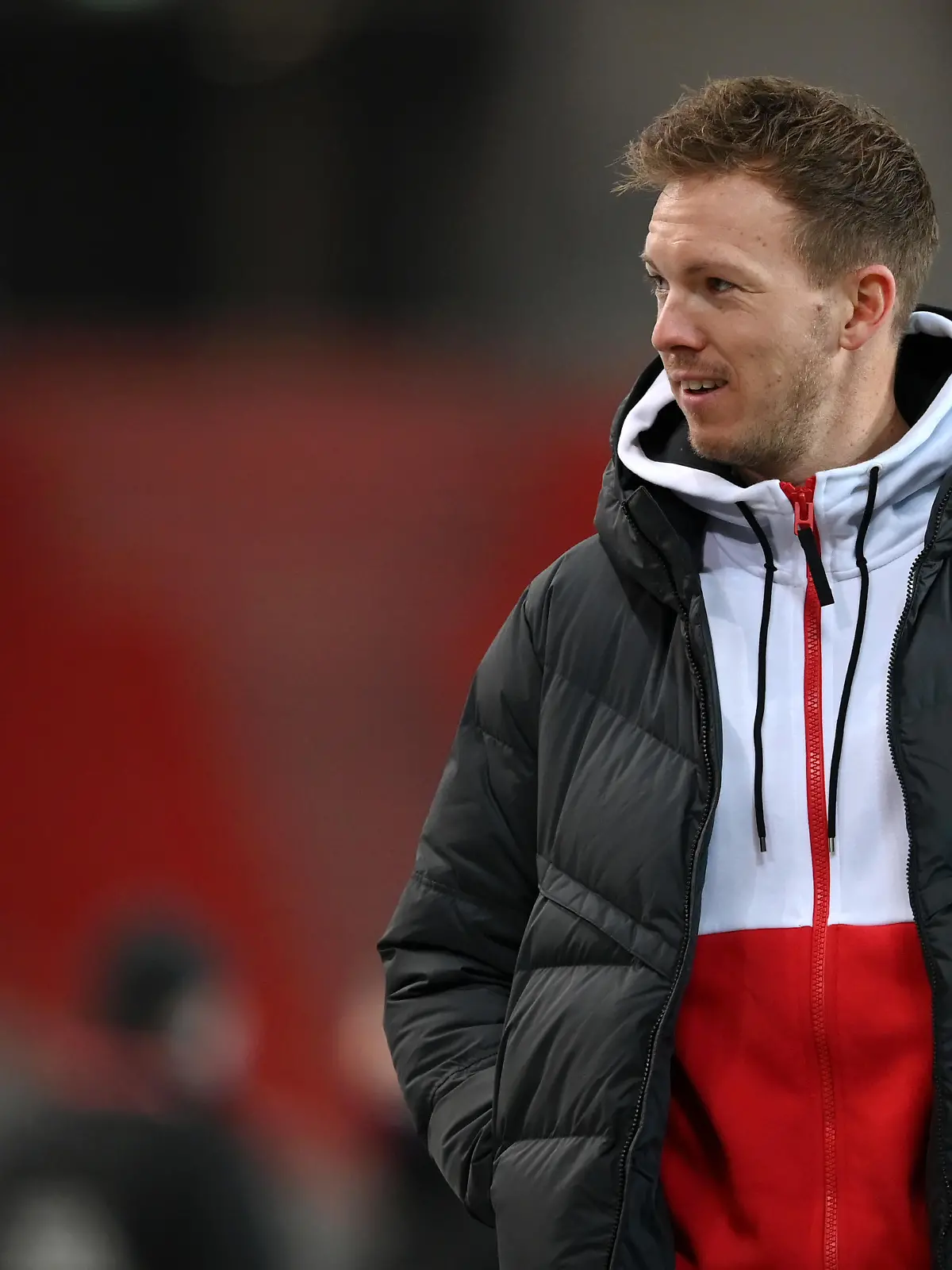 Julian Nagelsmann will join Bayern Munich as Head Coach at the end of season announced on April 27,2021. STUTTGART, GERMANY - JANUARY 02: Julian Nagelsmann, Head Coach of RB Leipzig looks on prior to the Bundesliga match between VfB Stuttgart and RB Leipzig at Mercedes-Benz Arena on January 02, 2021 in Stuttgart, Germany. Sporting stadiums around Germany remain under strict restrictions due to the Coronavirus Pandemic as Government social distancing laws prohibit fans inside venues resulting in games being played behind closed doors. (Photo by Matthias Hangst/Getty Images)