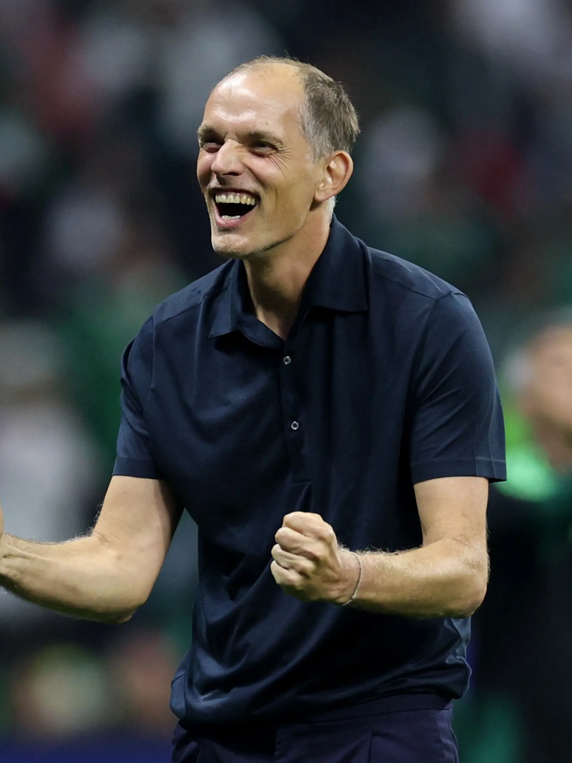 Soccer Football - FIFA World Cup 2026 - Round of 16 - Mexico v England - Estadio Azteca, Mexico City, Mexico - July 5, 2026 England manager Thomas Tuchel celebrates after the match REUTERS/Paul Childs