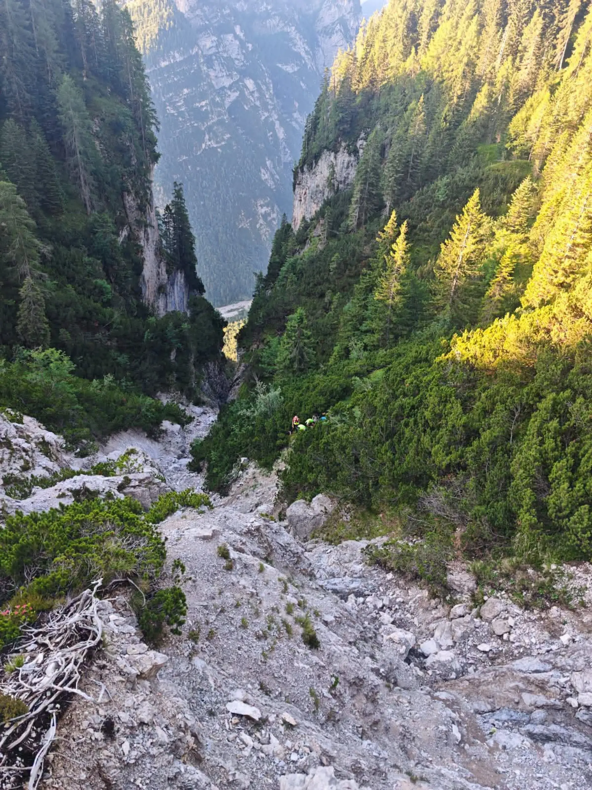 Schlucht in den italienischen Dolomiten, wo der vermisste Wanderer Davide Cesaroni endlich gerettet werden konnte.
