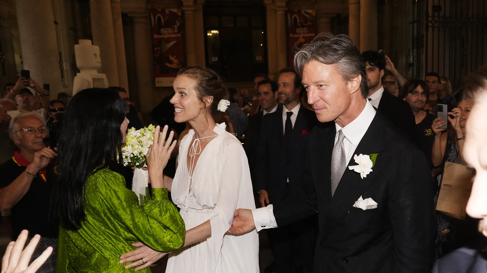 Eva Herzigova and Gregorio Marsiaj attend their wedding at the Sala Plebisciti of Palazzo Carignano in Turin, Italy on July 11, 2026. Photo by Fabio Ferrari/LaPresse/ABACAPRESS.COM