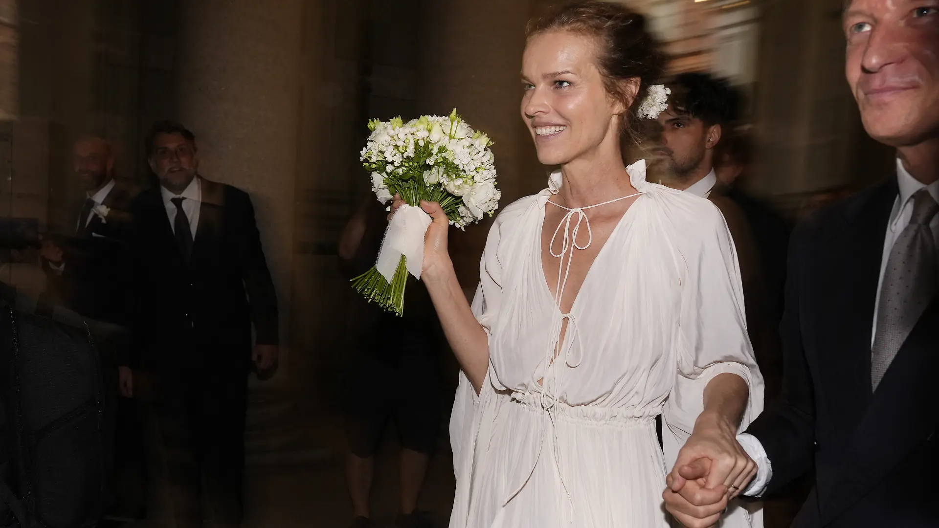 Eva Herzigova and Gregorio Marsiaj attend their wedding at the Sala Plebisciti of Palazzo Carignano in Turin, Italy on July 11, 2026. Photo by Fabio Ferrari/LaPresse/ABACAPRESS.COM