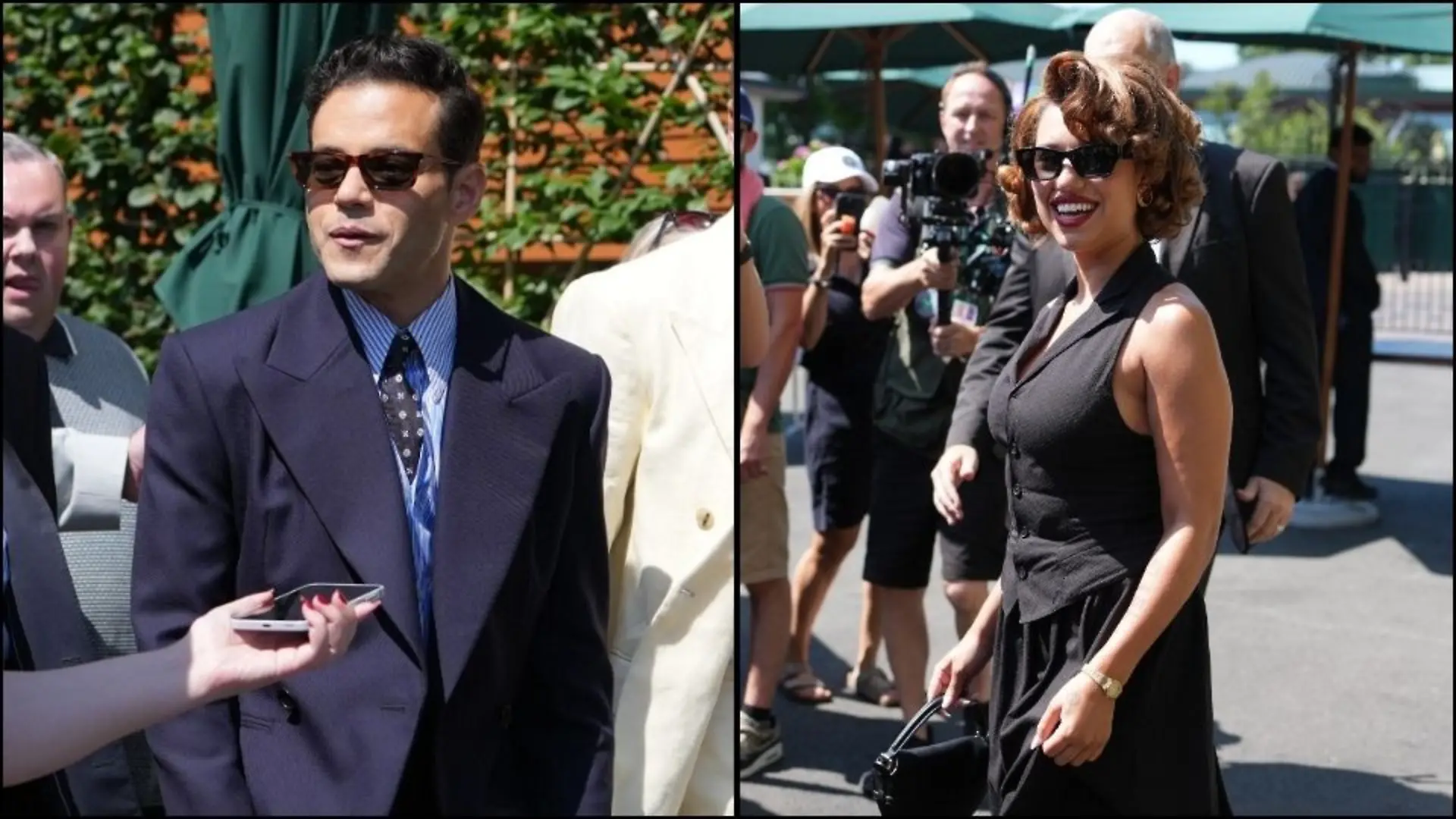 Rami Malek (45) und Sängerin Raye (28) bei ihrer Ankunft in Wimbledon.