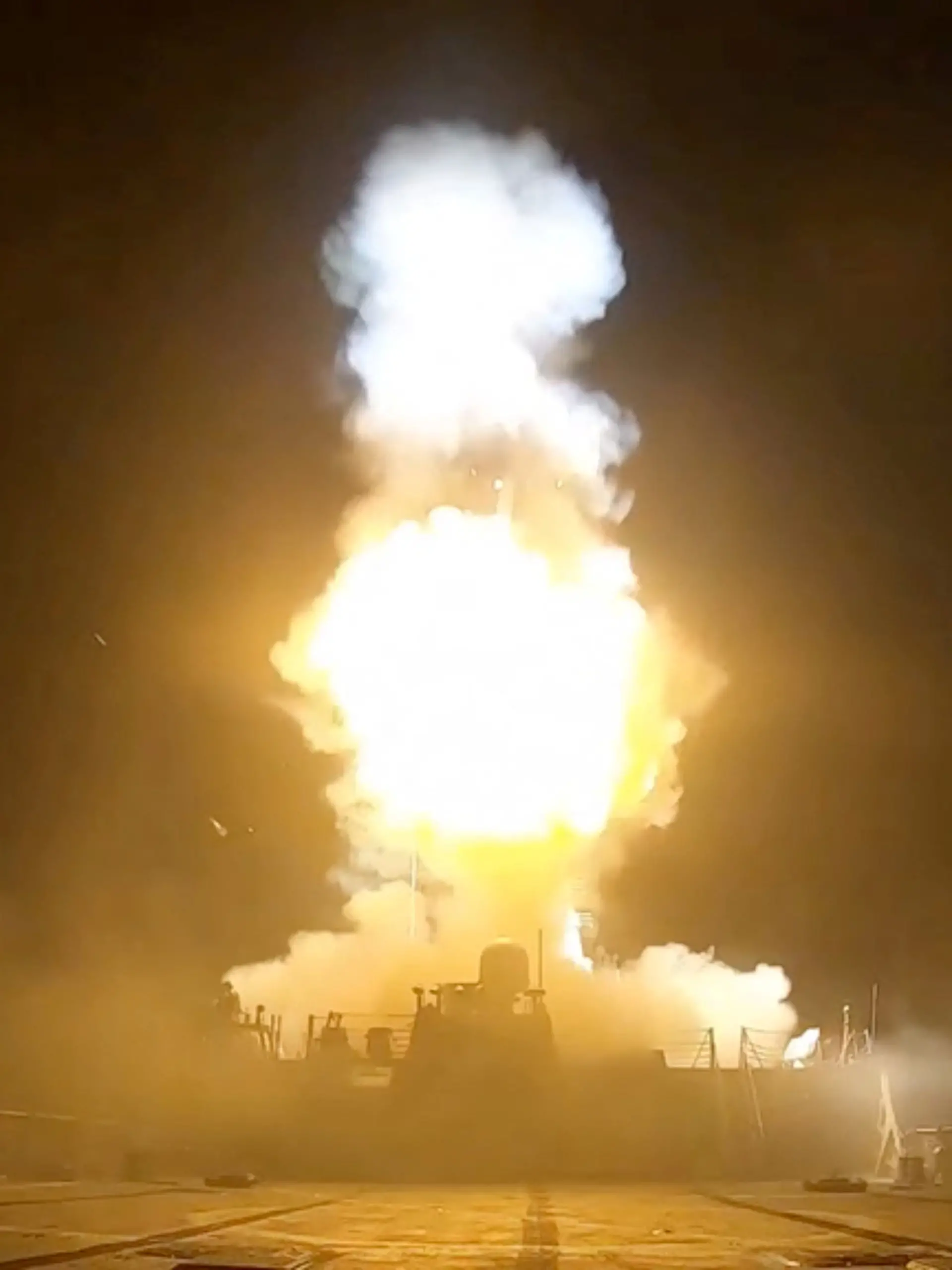 A projectile is fired during what the U.S. Central Command (CENTCOM) said was a third round of strikes this week against Iran, in this screen grab taken from a handout video released on July 11, 2026. U.S. Central Command/Handout via REUTERS    THIS IMAGE HAS BEEN SUPPLIED BY A THIRD PARTY. MANDATORY CREDIT.  VERIFICATION: - Location and date could not be verified. - No earlier version of the video found posted online before Saturday (July 11).     TPX IMAGES OF THE DAY
