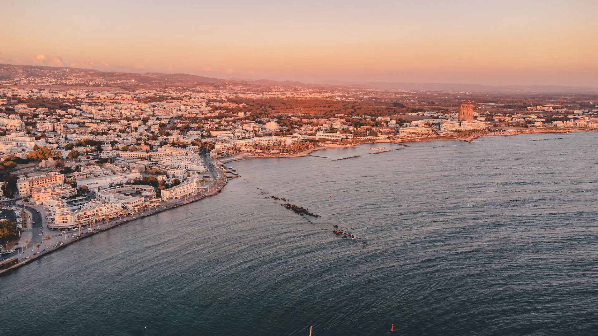 Paphos in Zypern bei Sonnenuntergang
