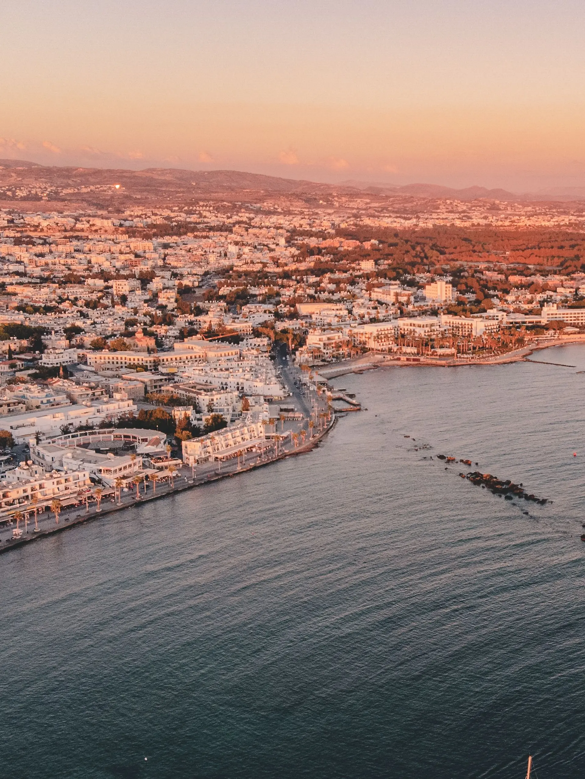 Paphos in Zypern bei Sonnenuntergang