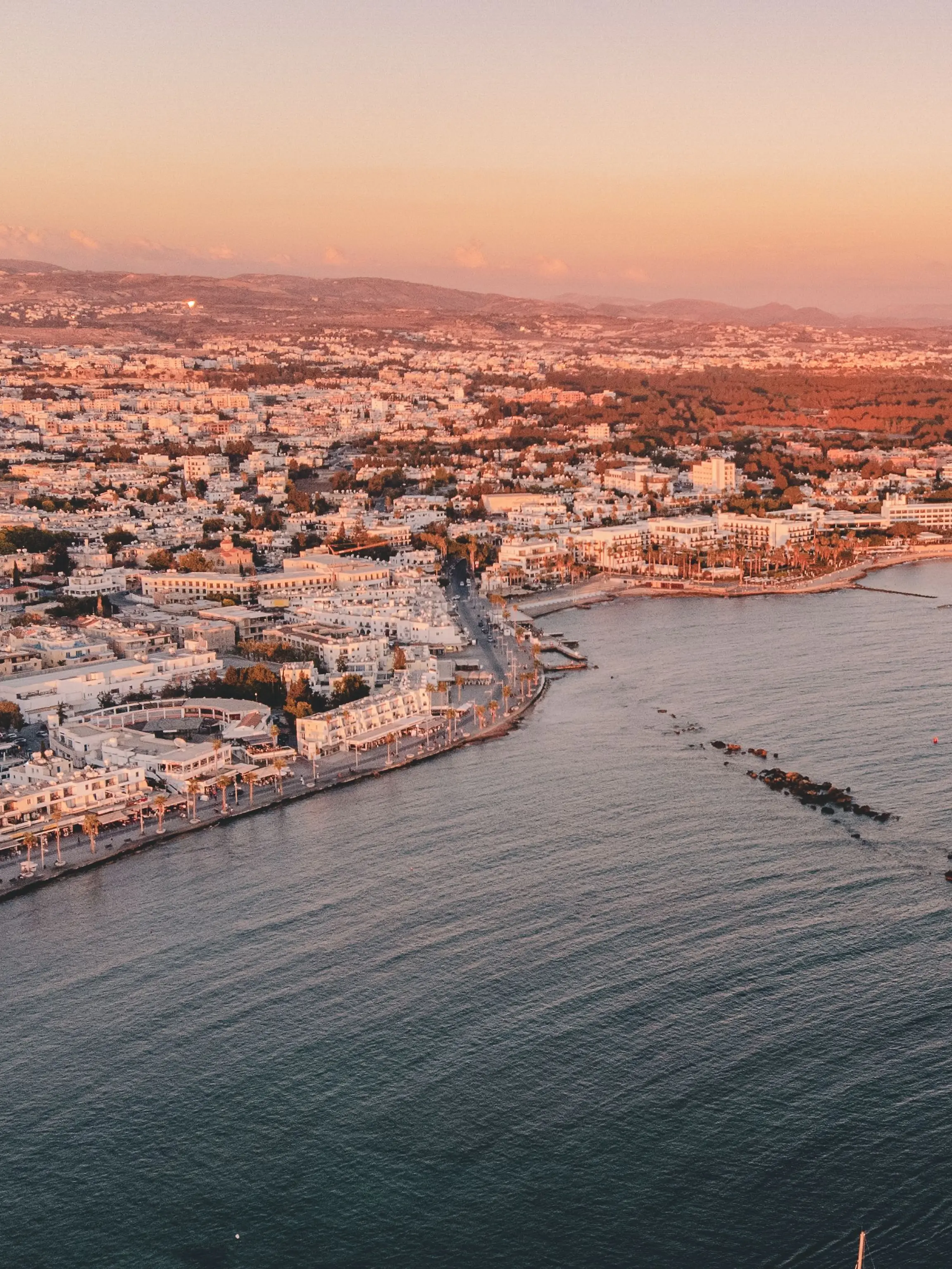Paphos in Zypern bei Sonnenuntergang