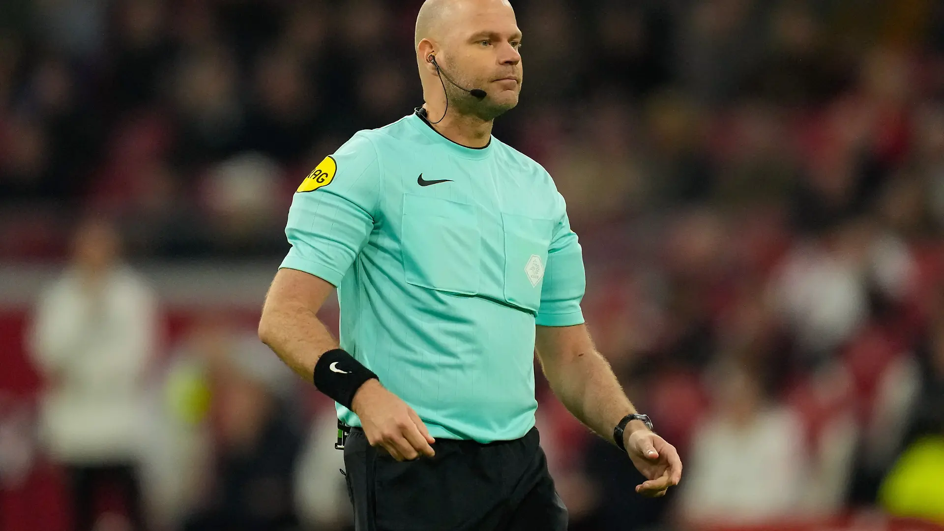 Referee Rob Dieperink looks on during the Eredivisie match between AFC Ajax and Sparta Rotterdam at Johan Cruyff Arena on March 14, 2026 in Amsterdam, Netherlands. (Photo by Alex Gottschalk/DeFodi Images)