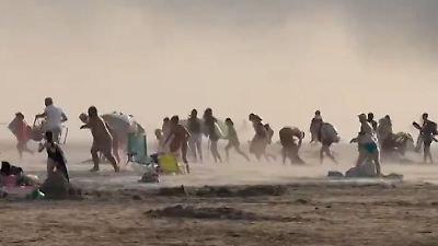 Bild von Seltenes Wetterphänomen fegt über Badestrand – Urlauber fliehen panisch!