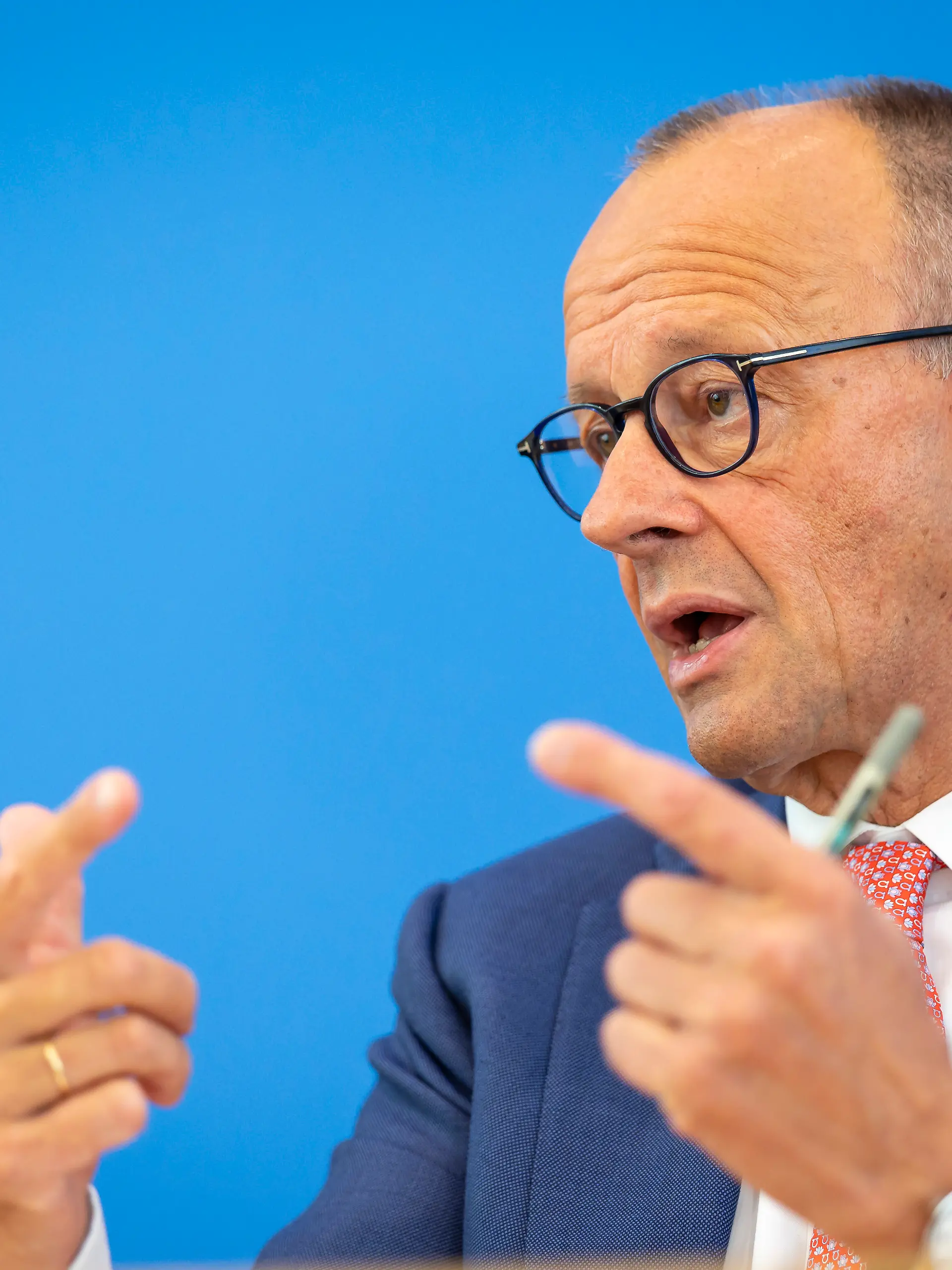 Friedrich Merz (CDU), Bundeskanzler, aufgenommen im Rahmen der Sommerpressekonferenz in der BPK in Berlin, 15.07.2026.