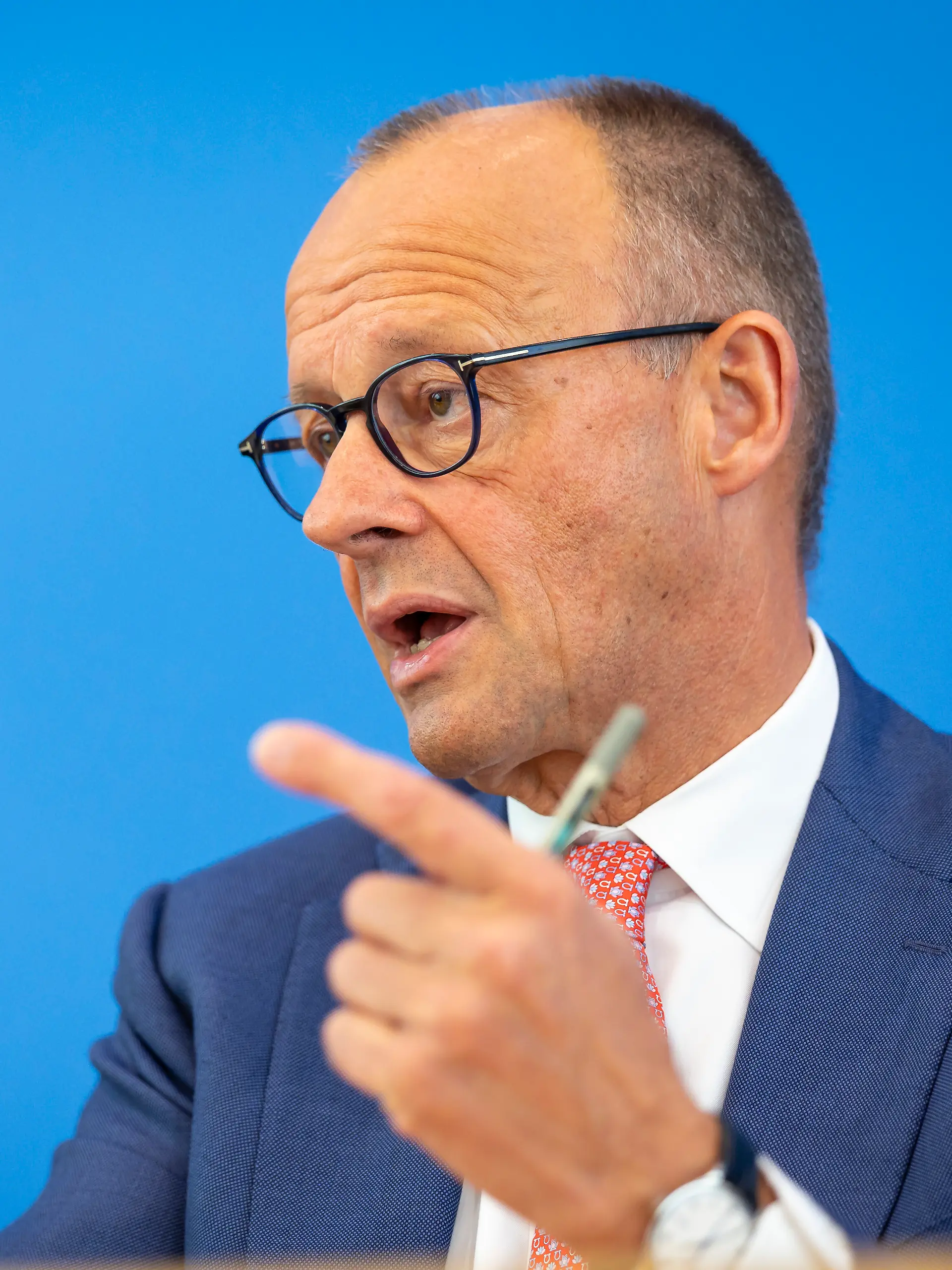 Friedrich Merz (CDU), Bundeskanzler, aufgenommen im Rahmen der Sommerpressekonferenz in der BPK in Berlin, 15.07.2026.
