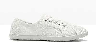 Sneaker mit Spitze, Weiß