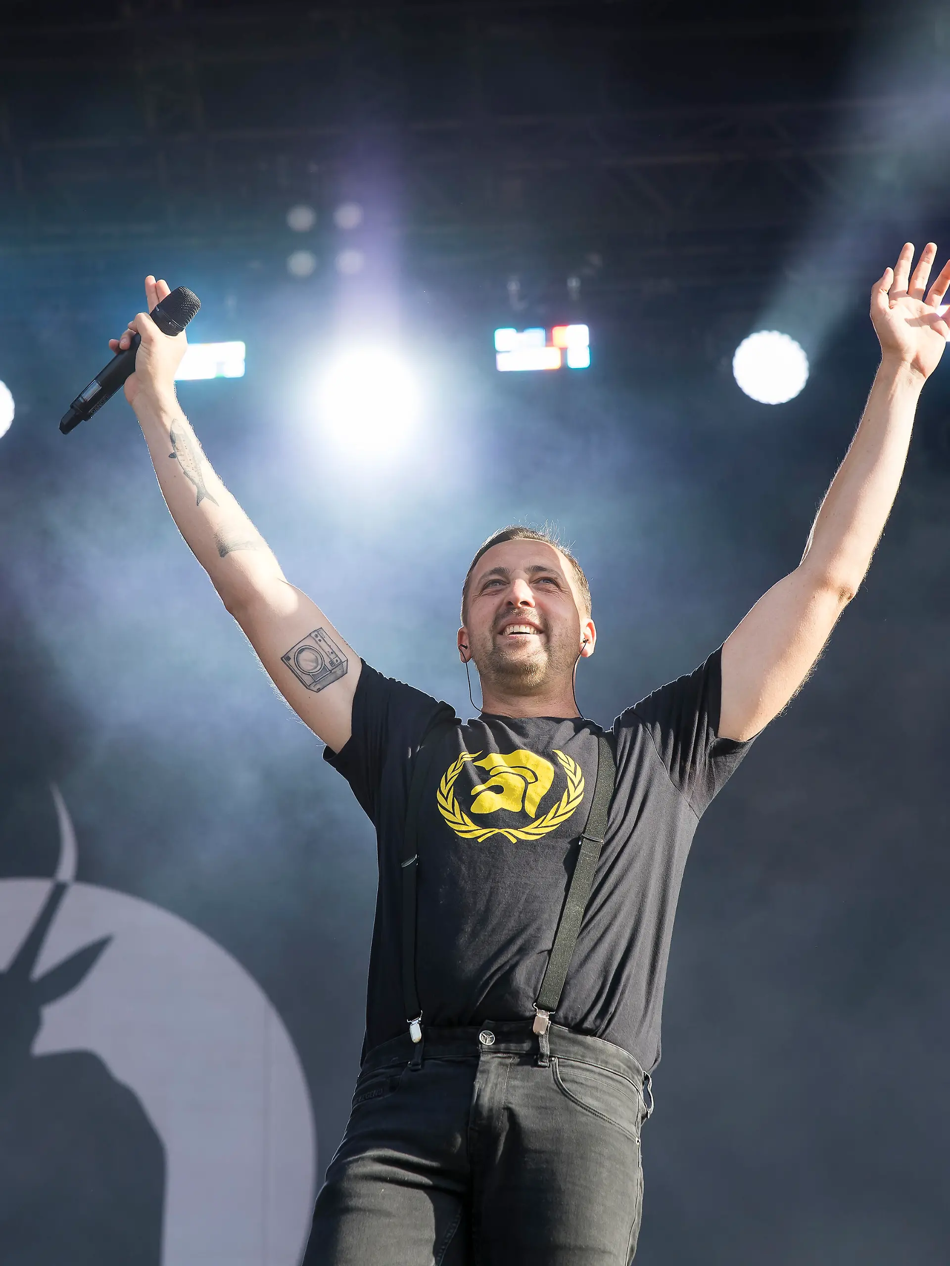 Danger Dan (Daniel Pongratz), Rapper der Antilopen Gang beim Highfield Festival am Samstag, Störmthaler See, 17.08.2024