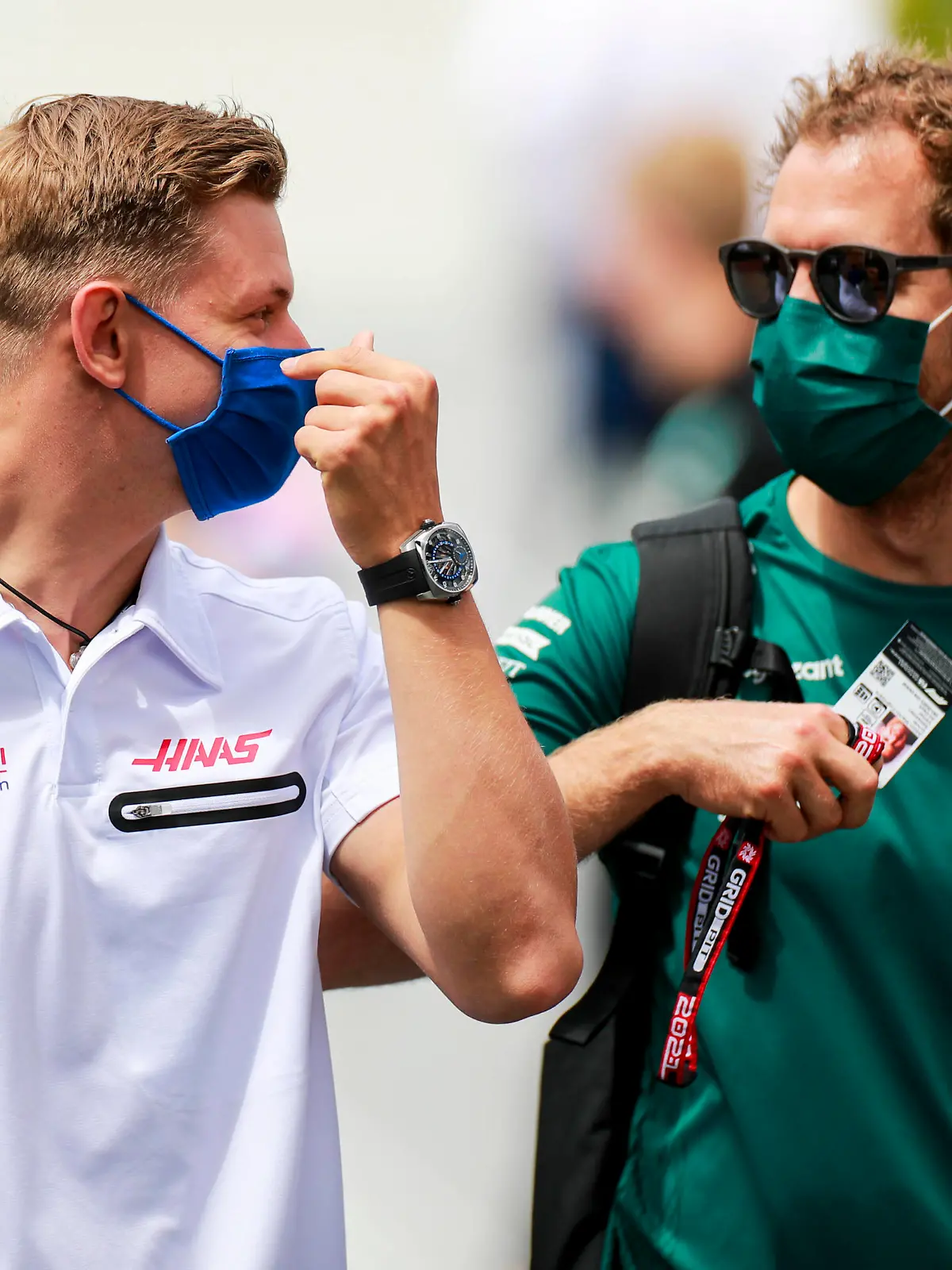  Formula 1 2021: Azerbaijan GP BAKU CITY CIRCUIT, AZERBAIJAN - JUNE 04: Mick Schumacher, Haas F1 and Sebastian Vettel, Aston Martin during the Azerbaijan GP at Baku City Circuit on Friday June 04, 2021 in Baku, Azerbaijan. Photo by Steven Tee / LAT Images Images PUBLICATIONxINxGERxSUIxAUTxHUNxONLY GP2106_070057_1ST0391