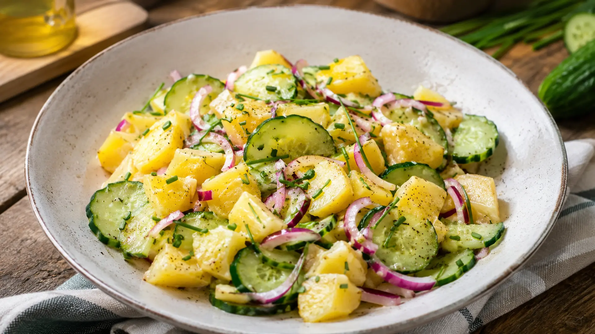 Kartoffelsalat mit Gurken, Symbolbild (KI)