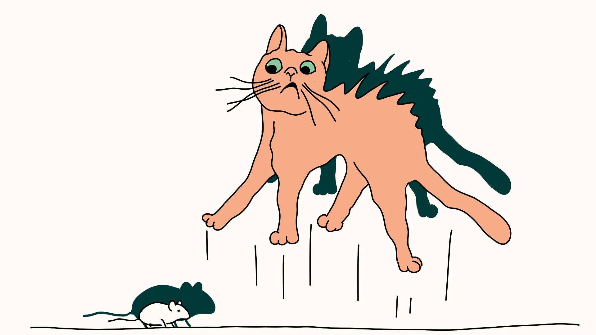Gezeichnet erschreckte Katze