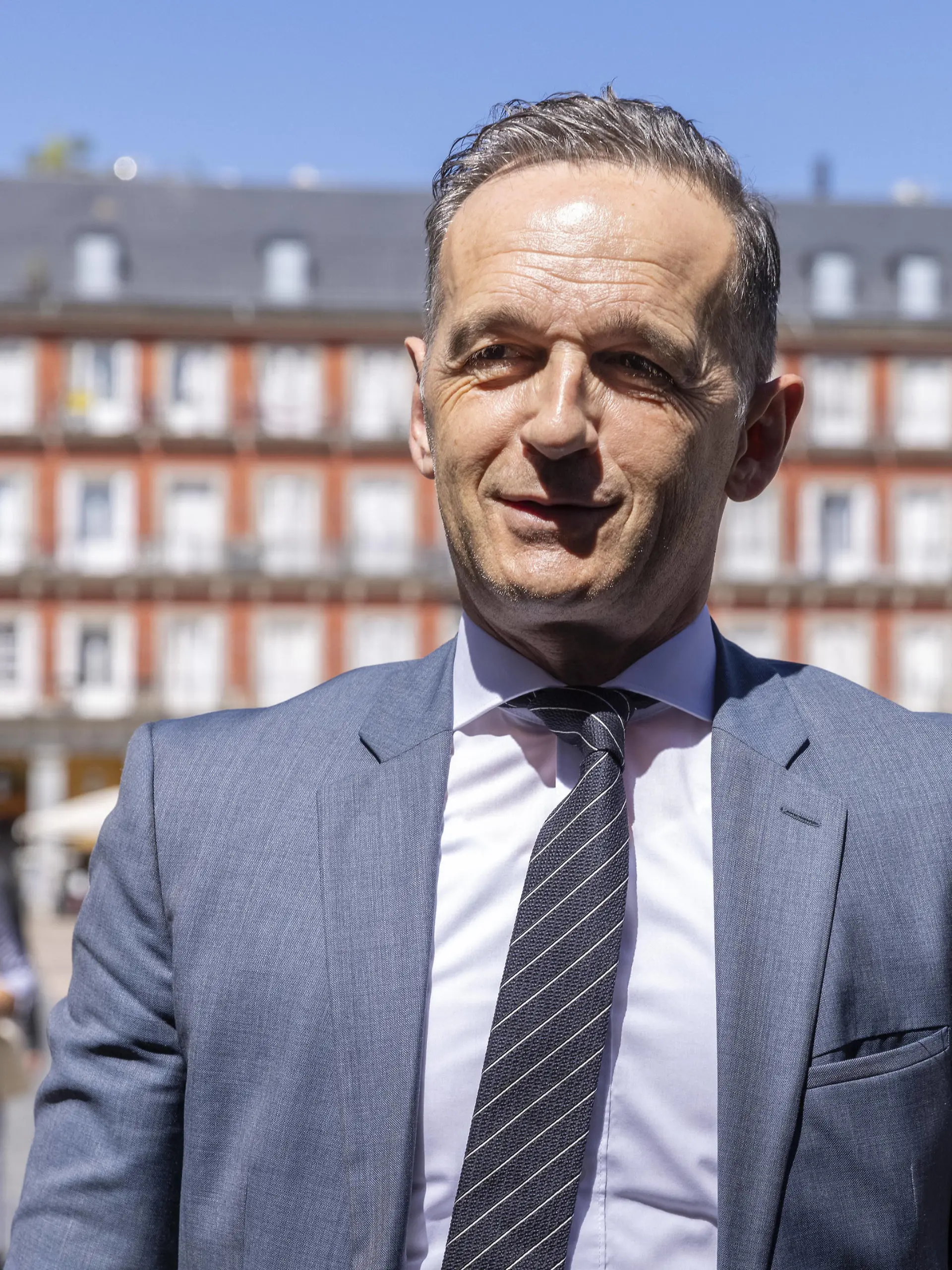 Bundesaussenminister Heiko Maas, SPD, nimmt am vierten Ministertreffen der Stockholm-Initiative fuer nukleare Abruestung teil. Hier bei einem ueber den Plaza Mayor in Madrid. Madrid, 06.07.2021 Madrid Spanien *** German Foreign Minister Heiko Maas, SPD, attends the fourth ministerial meeting of the Stockholm Initiative for Nuclear Disarmament Here at a meeting over the Plaza Mayor in Madrid Madrid, 06 07 2021 Madrid Spain Copyright: xThomasxImo/photothek.netx 