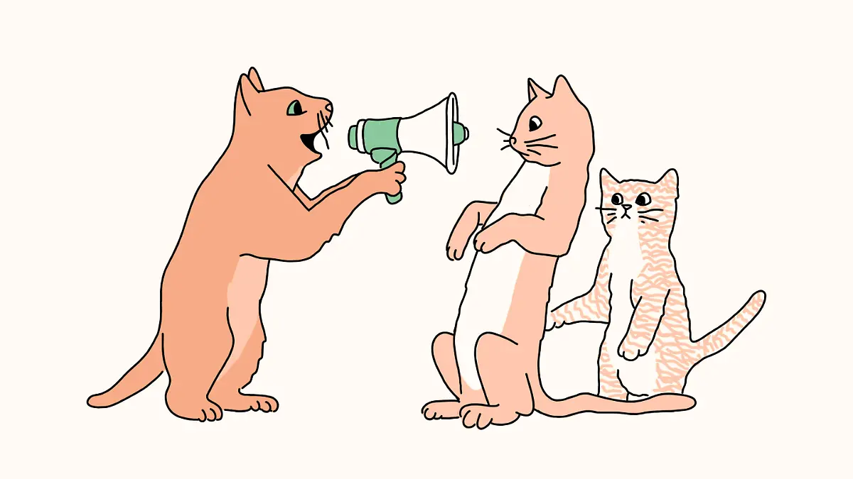 Gezeichnete Katze mit Mikro