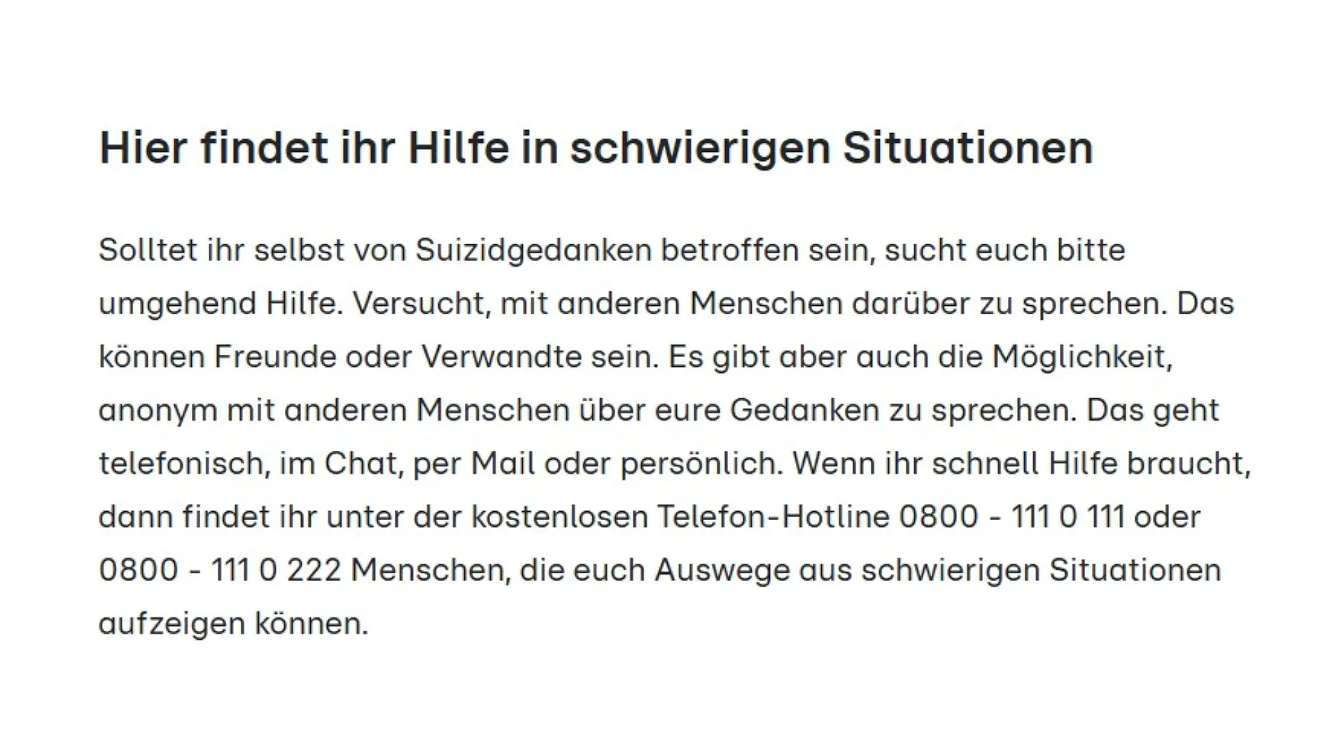 Hier findet ihr Hilfe!