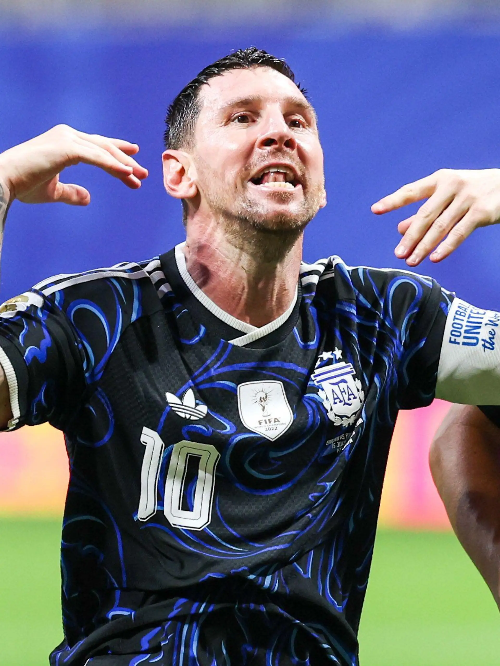 Atlanta, United States. 15th July, 2026. Lionel Messi player of Argentina celebrates reaching the FIFA World Cup final after defeating England 2-1 at Atlanta Stadium, in Georgia, United States, on Wednesday, July 15, 2026.(Foto: William Volcov/Brazil Photo Press/Alamy) Sports Credit: Brazil Photo Press/Alamy Live News