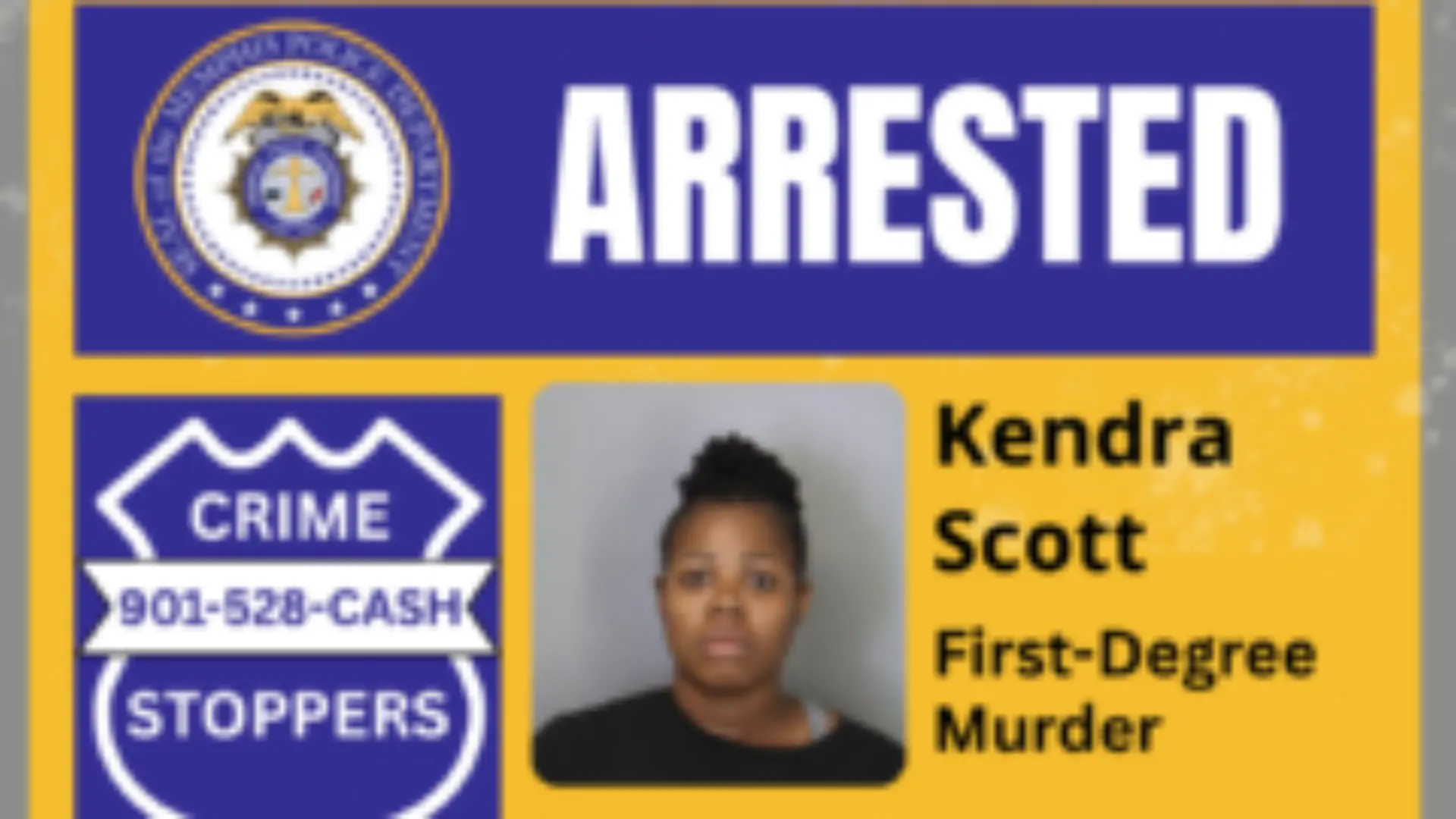 Polizeimitteilung für die Verhaftung von Kendra Scott