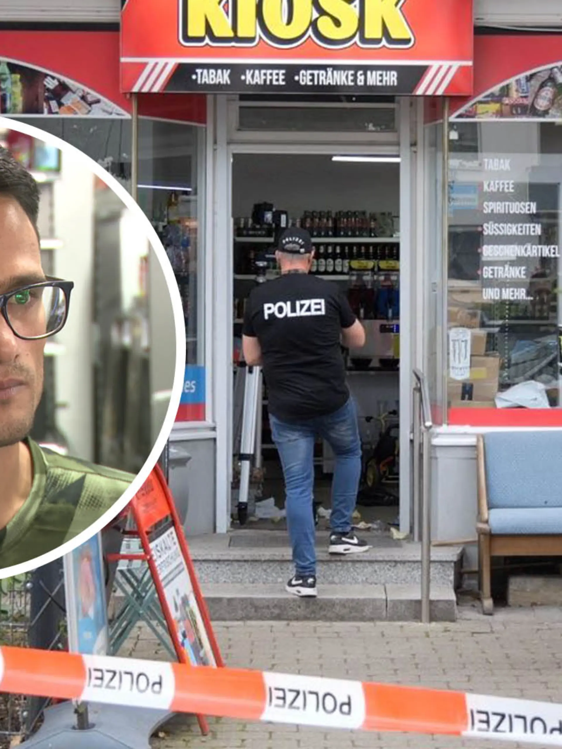 Kioskmitarbeiter Wahid Ghassemi berichtet von dem Überfall.