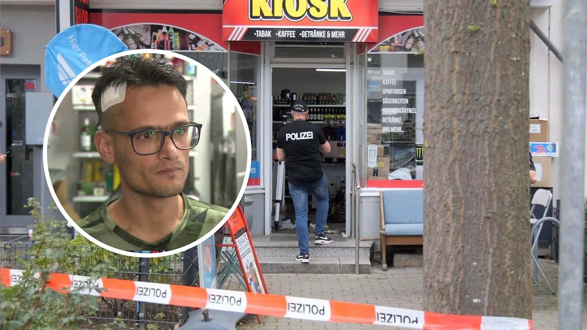 Kioskmitarbeiter Wahid Ghassemi berichtet von dem Überfall.