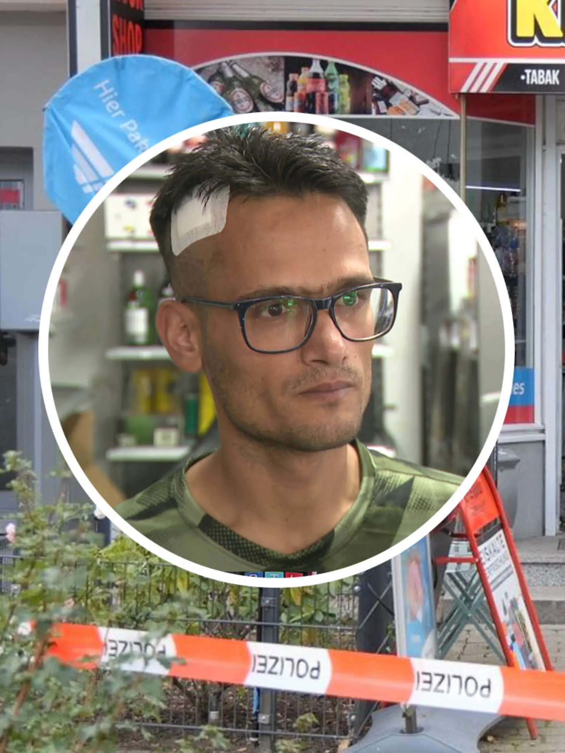 Kioskmitarbeiter Wahid Ghassemi berichtet von dem Überfall.