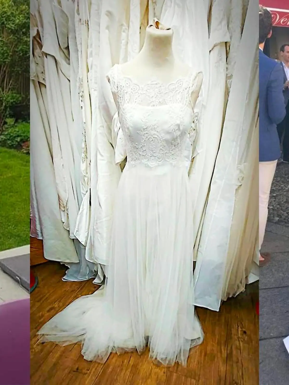 Zwei Bräute tragen das gleiche Hochzeitskleid