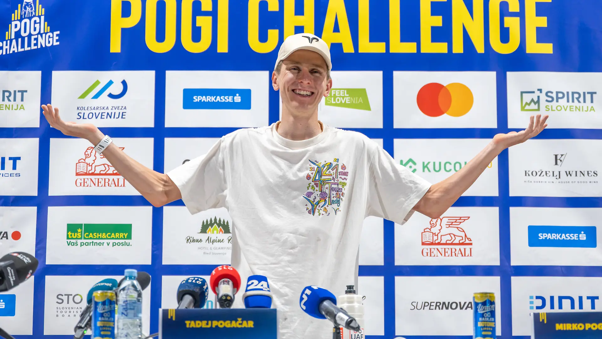 July 31, 2026, Komenda, Slovenia: Tadej Pogacar seen during a press conference, PK, Pressekonferenz before criterium race in his home town. Slovenian cyclist Tadej Pogacar, celebrates his 5th win at the Tour de France with his fans which is part of the Pogi challenge event in his home town Komenda. Komenda Slovenia - ZUMAs197 20260731_aaa_s197_431 Copyright: xAndrejxTarfilax