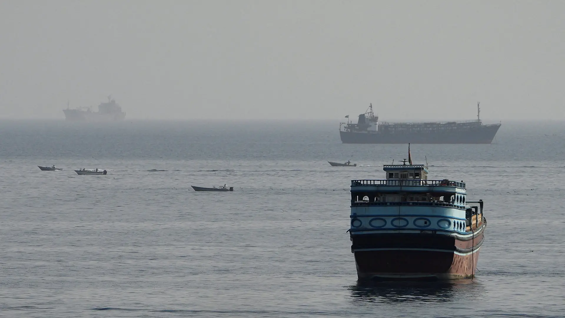 Vessels in the Strait of Hormuz, as seen from Musandam, Oman, August 3, 2026. REUTERS/Stringer     TPX IMAGES OF THE DAY