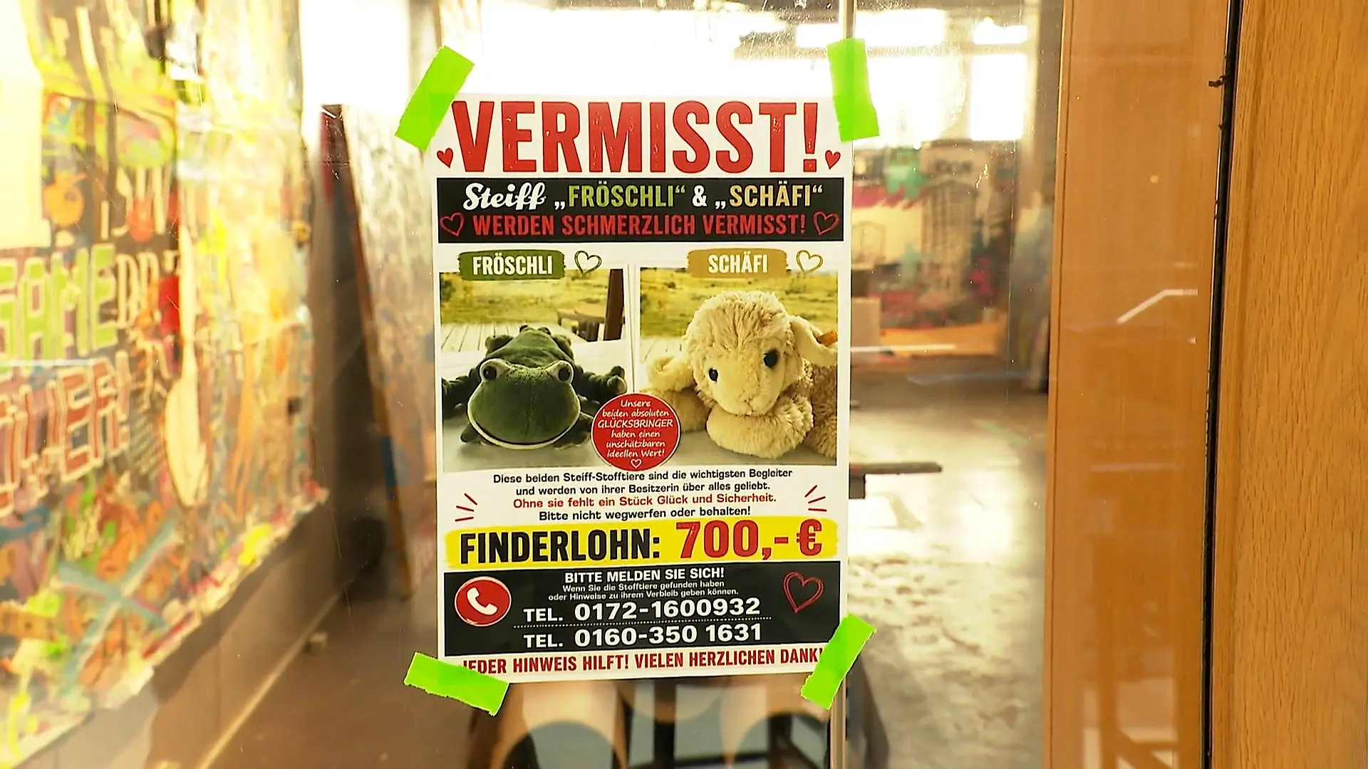 1.000 Euro Finderlohn für Kuscheltiere „Fröschli“ und „Schäfi“ vermisst!