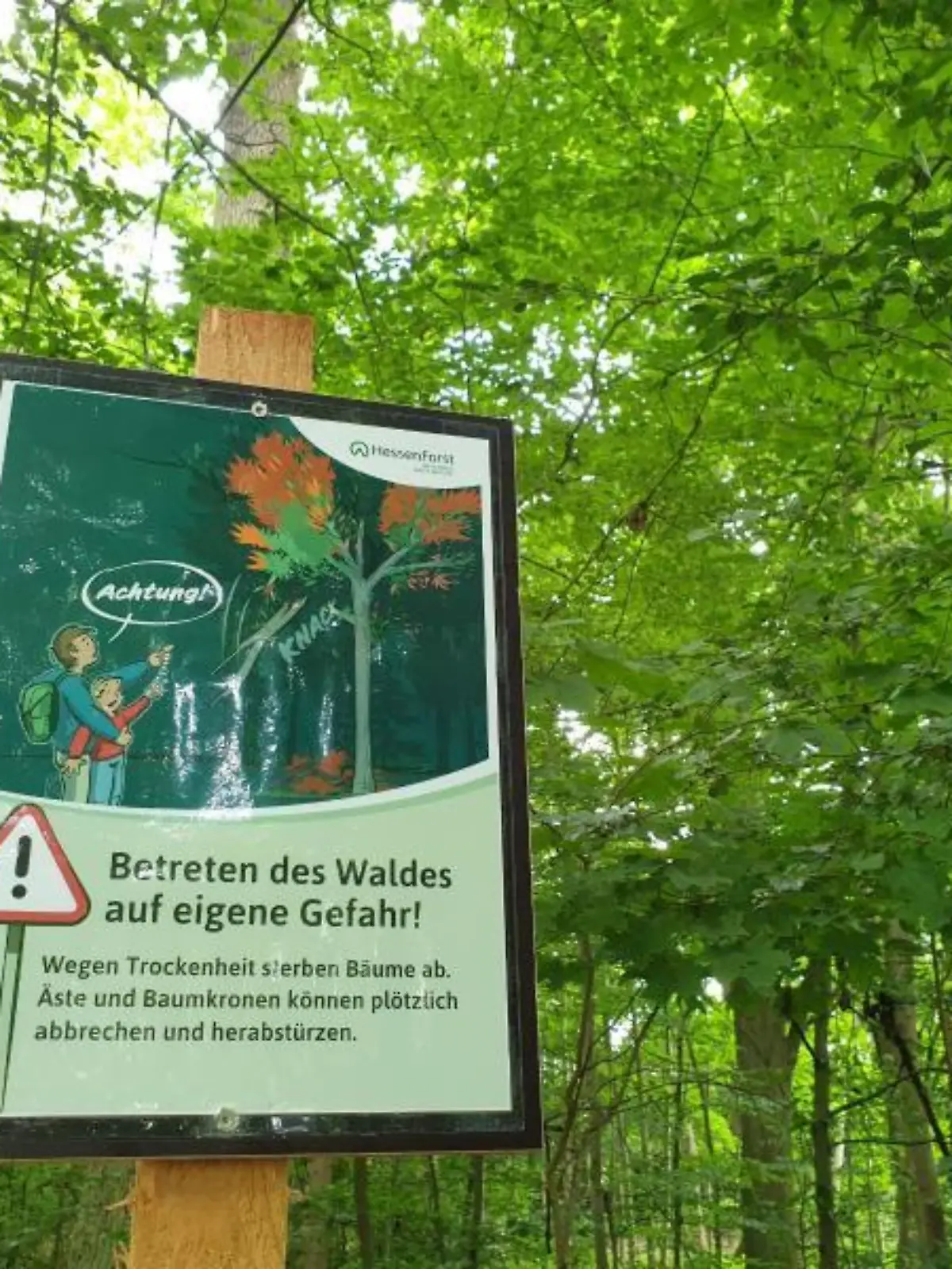 Warnschild im Wald