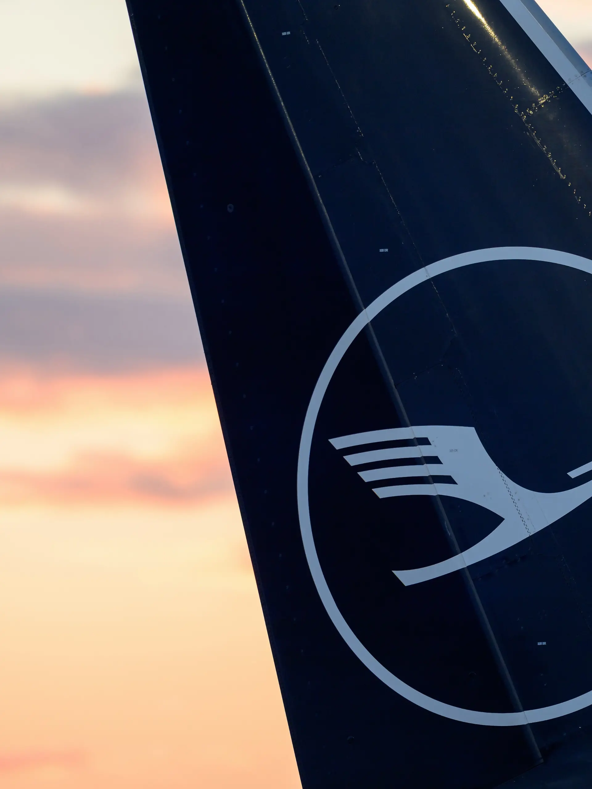 Blick auf eine Heckflosse einer Lufthansa Maschine am Frankfurter Flughafen. (zu dpa: «Notrutschen-Einsatz bei Lufthansa-Flug – Drei Verletzte») +++ dpa-Bildfunk +++