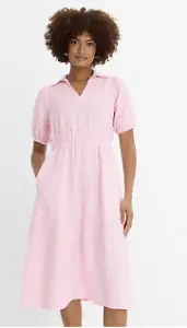 Seersucker-Midikleid aus reiner Baumwolle