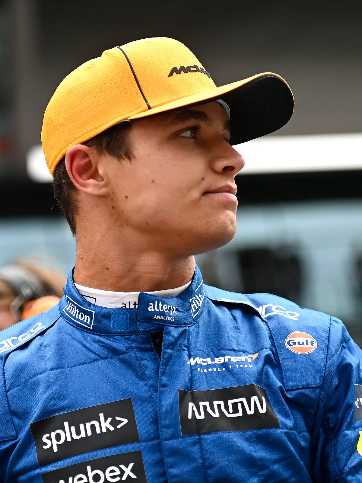Mclaren driver Lando Norris of Britain during the Austrian Formula One Grand Prix at the Red Bull Ring racetrack in Spielberg, Austria, Sunday, July 4, 2021. (Christian Bruna/Pool Photo via AP)