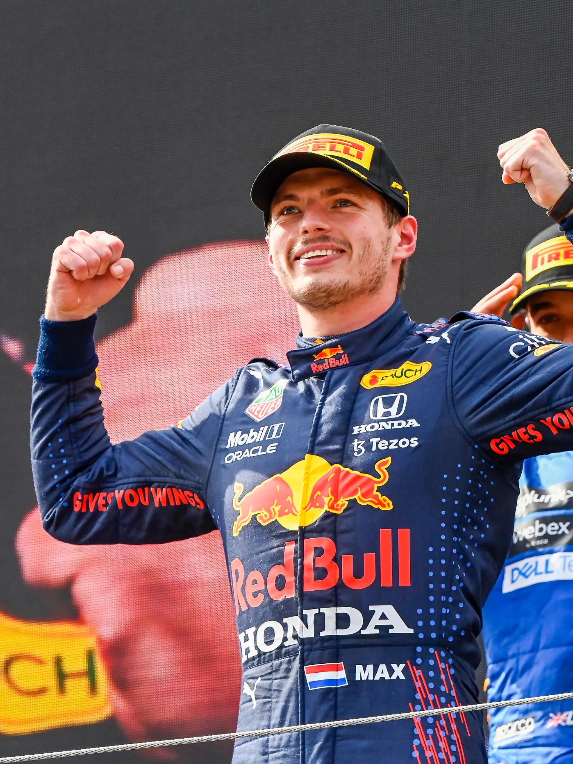  Formula 1 2021: Austrian GP RED BULL RING, AUSTRIA - JULY 04: Max Verstappen, Red Bull Racing, 1st position, celebrates on the podium during the Austrian GP at Red Bull Ring on Sunday July 04, 2021 in Spielberg, Austria. Photo by Mark Sutton / Sutton Images Images PUBLICATIONxINxGERxSUIxAUTxHUNxONLY GP2109_143813_MS23353