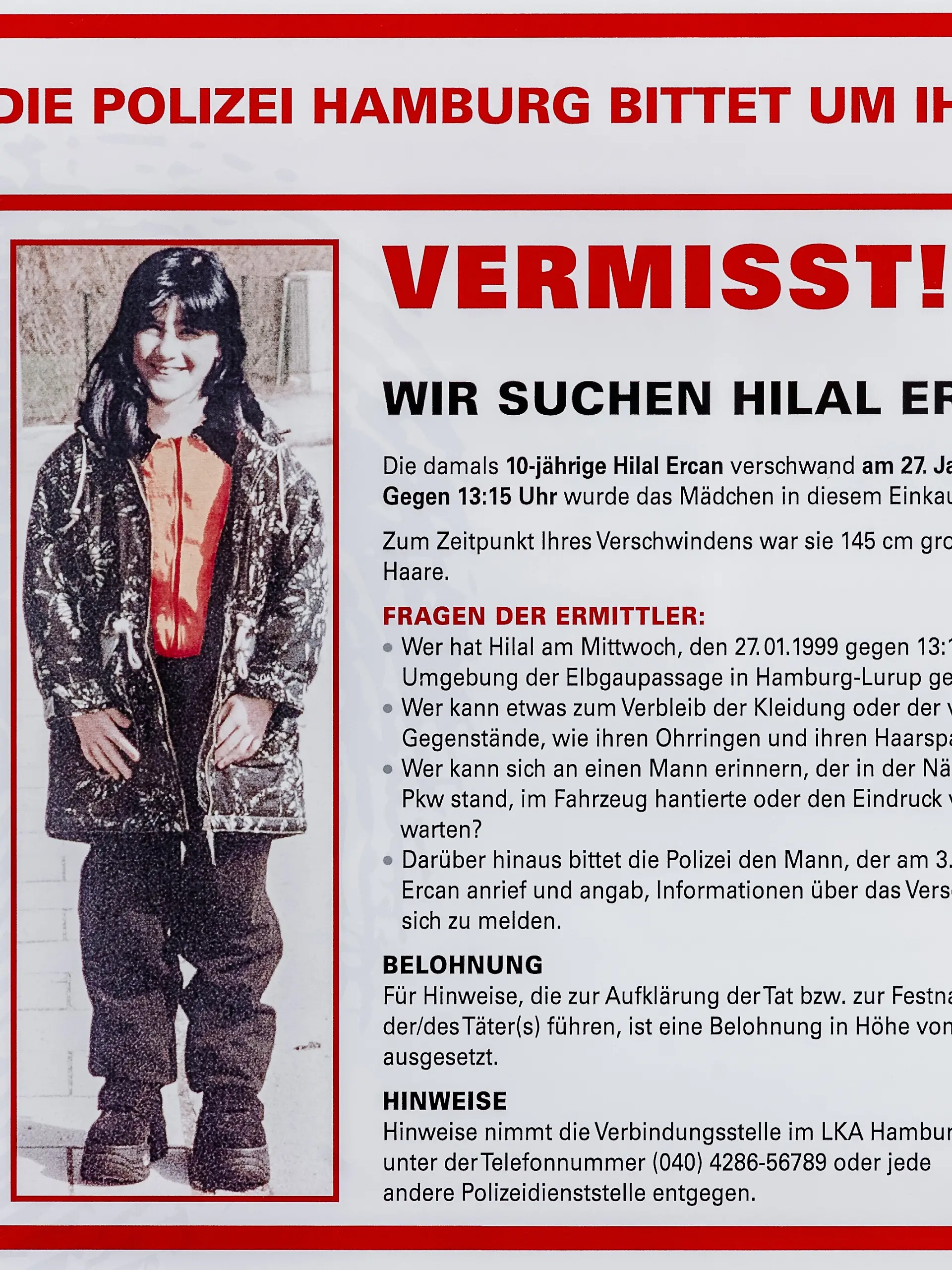 Das Fahnungsplakat für Hilal Ercan